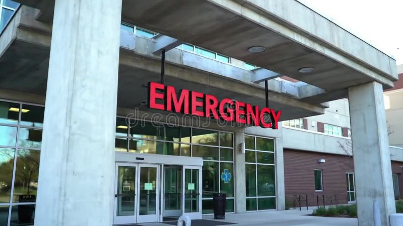 Hospital Exterior With Emergency Entrance