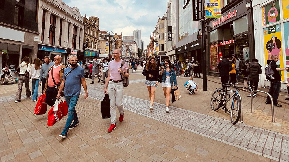 Shoppers On A British High Street